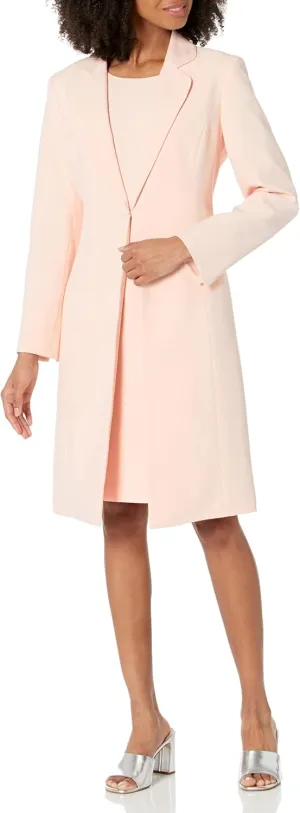 Women's Crepe Long Coat & Sheath Dress