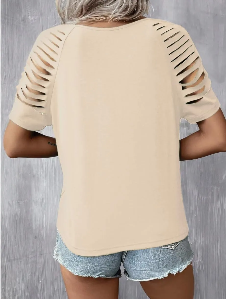 Womens Cut Out Cold Shoulder T Shirts Boho Floral Graphic Tshirts Nashville Country Lacerated Sleeve Cowgirls Tee Tops