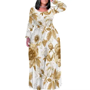 Women's Plus Size Long Sleeve Maxi Dresses T Shirt Boho Sundress Fall Dress with Pockets