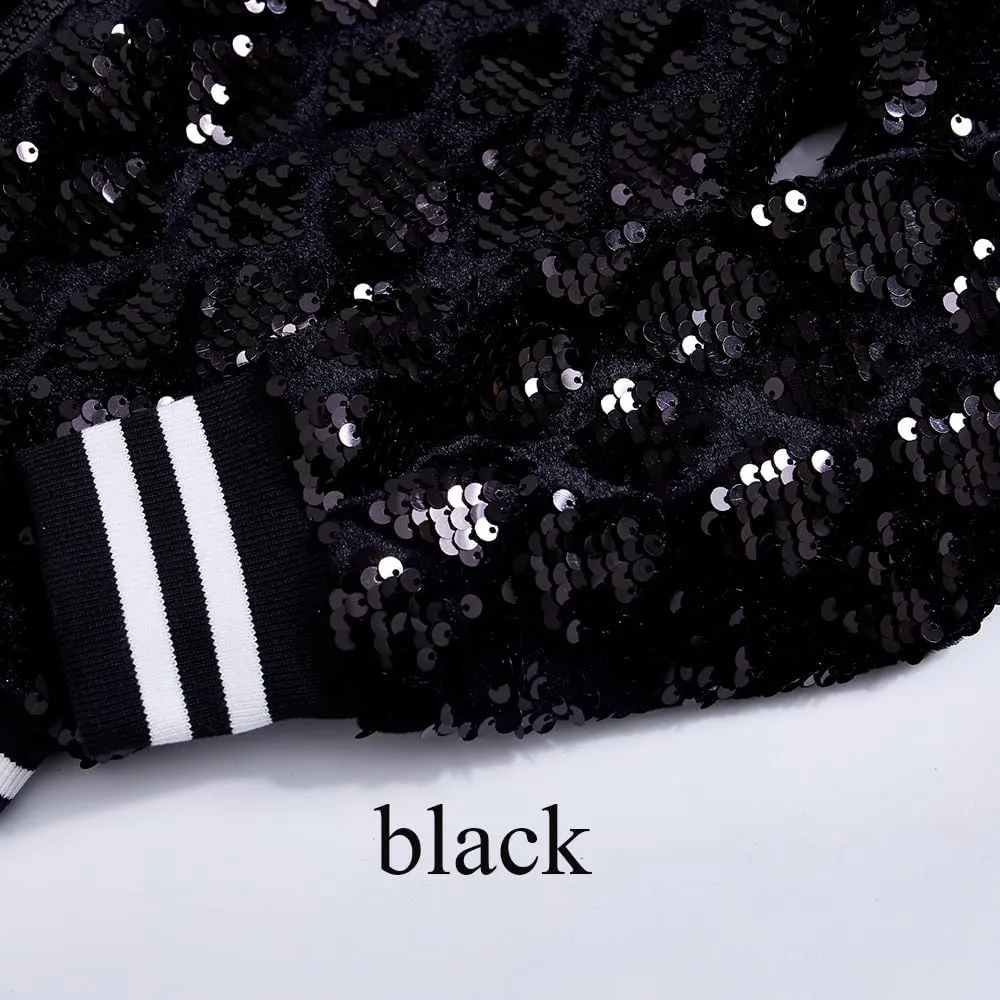 YIYI Plaid Girls Sequin Jackets Striped Stylish Varsity Jacket Kids Sparkle Coat Trendy Girl Outwear Birthday Clothes